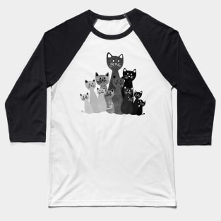 Black and White Cats Baseball T-Shirt